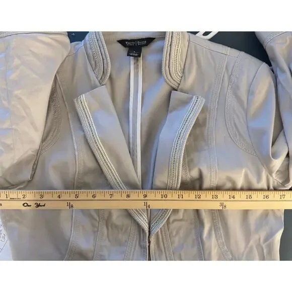White House Black Market grey women's crop blacker jacket size 6 embelished - Picture 7 of 10